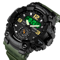 Годинник чоловічий Skmei 1637 Black-Military Wrisband Green 