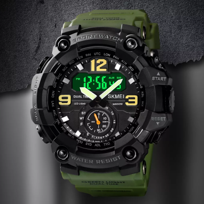 Часы Skmei 1637 Black-Military Wrisband Green