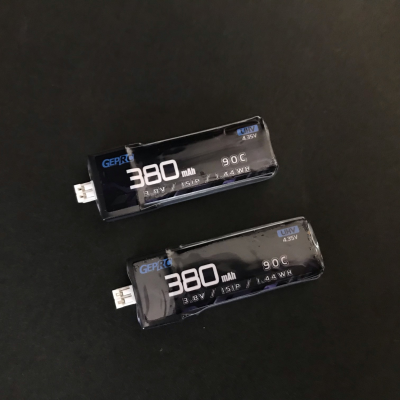 Аккумуляторная батарея GEPRC 1S 380mAh 90C – аккумулятор для дрона квадрокоптера с разъемом BT2.0 (2 шт.) 3.8 V