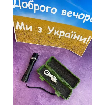 Мощный тактический LED фонарь COP BL-9626 158000 W светодиодный черни Ударопрочный Подарок USB LED фонарик Бесплатная доставка по Украине