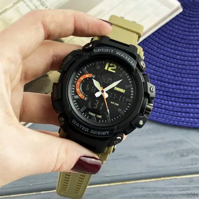 Часы мужские Skmei 1343 Black-Khaki
