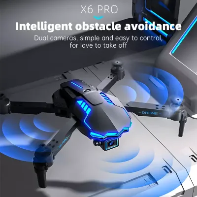 Квадрокоптер с HD камерами Drone X6 PRO - Мини дрон FPV Игрушка для ребенка 20мин обход помех 100м